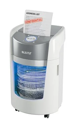Skartovací stroj, mikrokonfety, 8 listov, LEITZ "IQ OptiMax Small Office 350 P5" 2