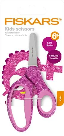 Nožnice, školské, 13 cm, FISKARS "Glitter Kids", ružová 3
