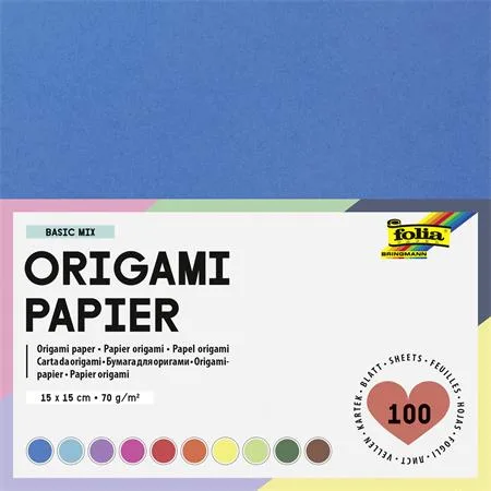 Origami papier, 15x15 cm, 70 g, 100 listov, FOLIA, rôzne farby 2