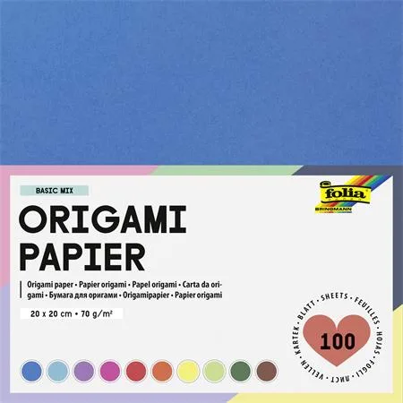 Origami papier, 20x20 cm, 70 g, 100 listov, FOLIA, rôzne farby 2