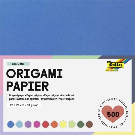 Origami papier, 20x20 cm, 70 g, 500 listov, FOLIA, rôzne farby 2