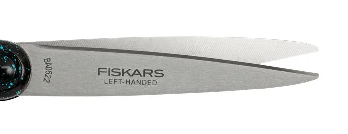 Nožnice, pre tínedžerov, 20 cm, pre ľavákov, FISKARS, bodkované pávie modré 2