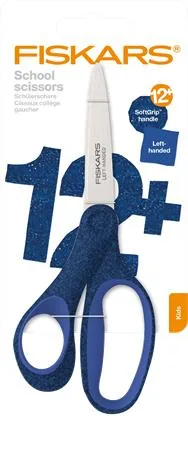 Nožnice, školské, 18 cm, pre ľavákov, FISKARS, trblietavé modré 3