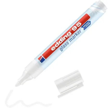 Popisovač na sklenené tabule, 1,5-3 mm, kuželový, EDDING, biely 2