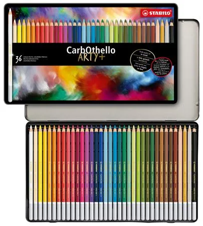 Pastelové ceruzky, okrúhle, plechová krabička, STABILO "CarbOthello", 36 rôznych farieb 2
