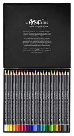Akvarelové ceruzky, sada, šesťhranné, plechová krabička, STAEDTLER "Mars® Lumograph® 104", 24 rôznych farieb 2