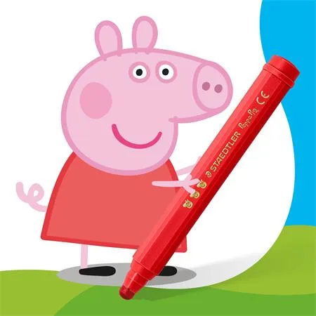 Fixky, sada, 2,5 mm, vyprateľné, jumbo, STAEDTLER „Noris® junior 329”, Peppa Pig, 12 farieb 3