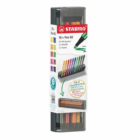 Fixky, sada, 1 mm, STABILO "Pen 68", 10 ks stolová sada 2