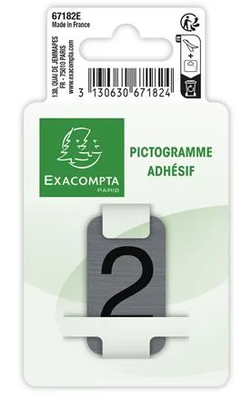 Informačná tabuľka, samolepiaca, 2,5x4,4 cm, hliníkový vzhľad, EXACOMPTA, č. 2 2