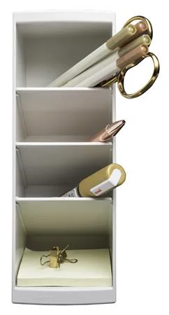 Stolový organizér, multifunkčný, 4 priehradky, 8x23x11 cm, EXACOMPTA "Autentik", biele 3