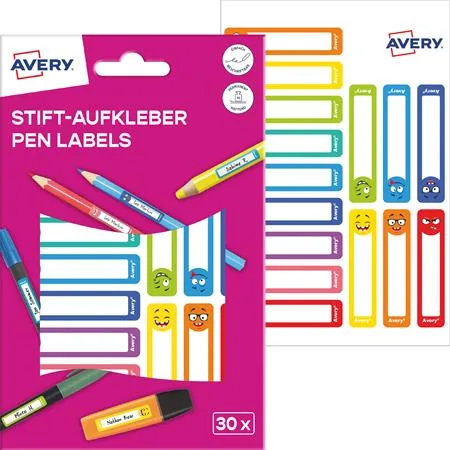 Štítok na pero, 50x10 mm, ručne popisovateľný, AVERY ZWECKFORM, farebný, 30 štítkov/bal 2