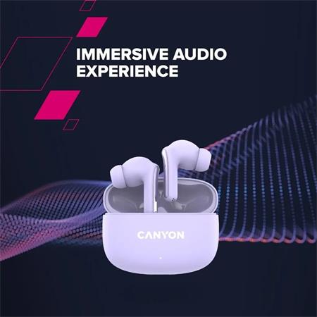 Slúchadlá, TWS bezdrôtové, Bluetooth 5.4, CANYON "OnGo 9", fialové 6