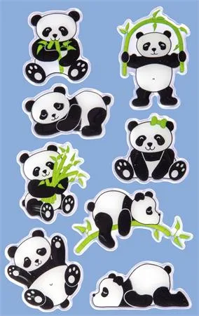 Nálepky, plast, 1 hárok, 76x120 mm, AVERY ZWECKFORM, "Z-Design No.57297", panda 2