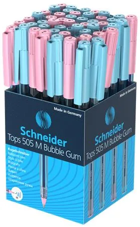 Guľôčkové pero, 0,5 mm, s vrchnákom, SCHNEIDER "Tops 505 M Bubble Gum", modré, limitovaná edícia 5
