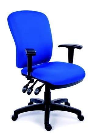 Kancelárska stolička, s opierkami, čalúnená, čierny podstavec, MaYAH "Comfort", modrá 3