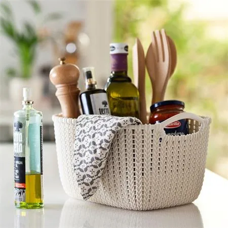 Pletený košík, rozmer L, CURVER "Knit", biely 2