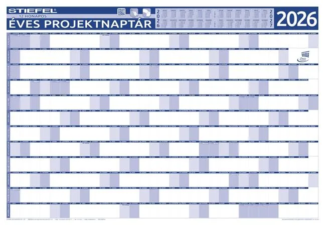 Ročný plánovací a projektový kalendár, dvojstranný, kovová lišta, 70x100 cm, rok 2024 (HU), STIEFEL 2