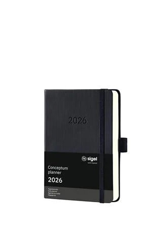 Diár, A6, denný, 2026, tvrdá obálka, SIGEL "Conceptum", čierny 2