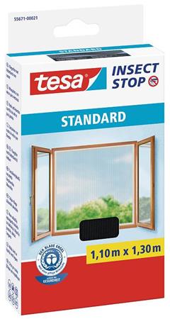 Sieťka na okno, proti hmyzu, suchý zips, 1,1 x 1,3 m,  TESA® "Insect Stop", antracitová