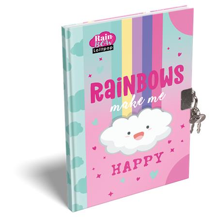 Pamätníček, so zámkom, A5, tvrdá obálka, LIZZYSULI, "Lollipop Rainbow"
