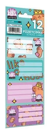 Etikety na zošity, 12 ks, LIZZYSULI, "Lollipop Capybara"
