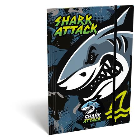 Doska s gumičkou, kartón, A4, LIZZYSULI, "Shark Attack"