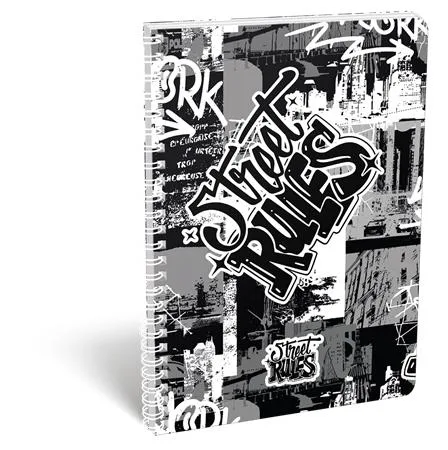 Špirálový zošit, A4, linajkový, 70 listov, LIZZYSULI, "Street Rules"