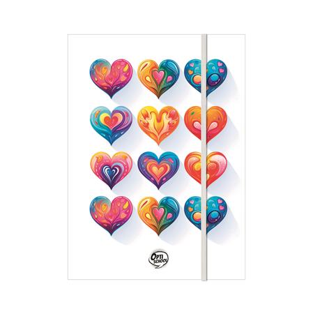 Doska s gumičkou, kartón, A4, OPTISCHOOL  "Love"