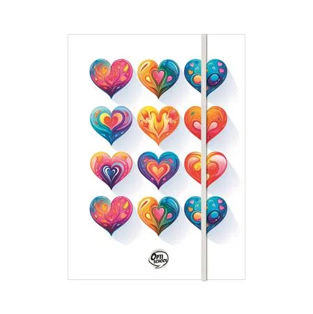 Doska s gumičkou, kartón, A4, OPTISCHOOL  "Love"