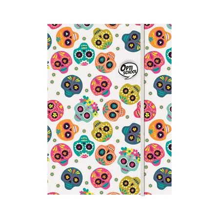 Doska s gumičkou, kartón, A4, OPTISCHOOL "Skull"