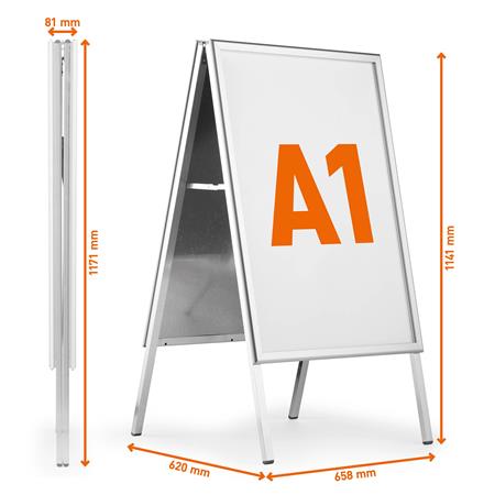 Stojan na plagáty, A1, DURABLE "Fold Outdoor", strieborný 2
