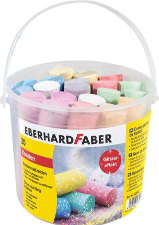 Krieda na asfalt, 20 kusov, EBERHARD FABER, 6 ligotavých farieb