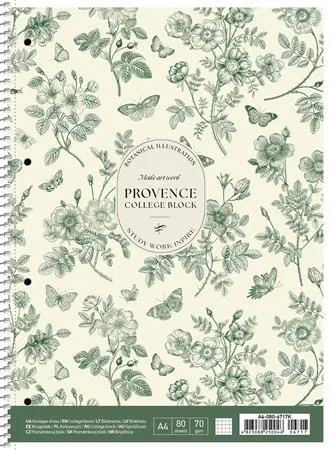 Špirálový zošit, A4+, štvorčekový, 80 listov, SHKOLYARYK "Provence", mix 2