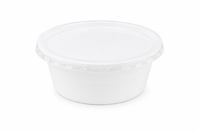 Plastová miska na guláš, uzatvárateľná viečkom, 500 ml, 50 ks, biela