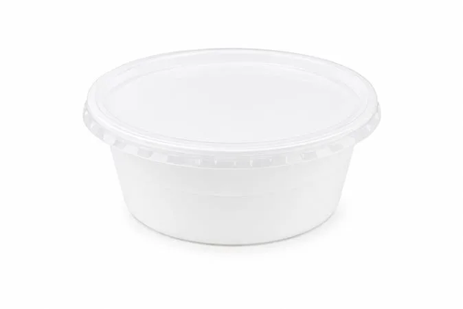 Plastová miska na guláš, uzatvárateľná viečkom, 500 ml, 50 ks, biela