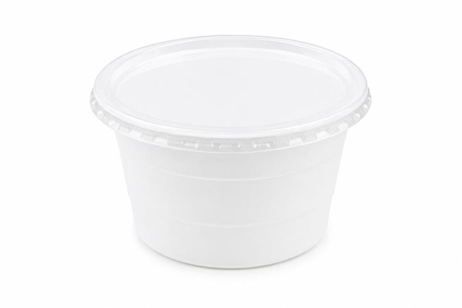 Plastová miska na guláš, uzatvárateľná viečkom, 750 ml, 50 ks, biela