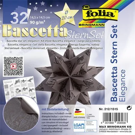 Bascetta hviezda, sada, 14,5x14,5 cm, 90 g, 32 listov, FOLIA, hnedá - indický sen