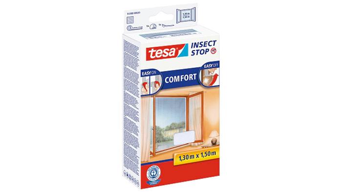 Sieťka na okno, proti hmyzu, suchý zips, 1,3 x 1,3 m, TESA® "Comfort", biela