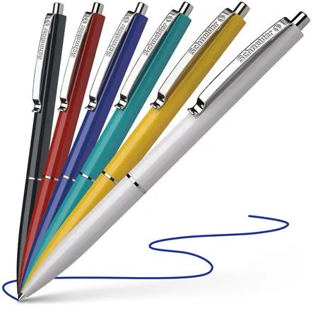 Guľôčkové pero, 0,5 mm, stláčací mechanizmus, telo v rôznych farbách, SCHNEIDER "K15", modrá