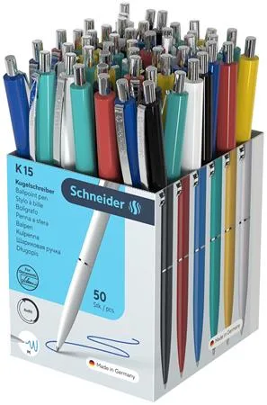 Guľôčkové pero, 0,5 mm, stláčací mechanizmus, telo v rôznych farbách, SCHNEIDER "K15", modrá 4