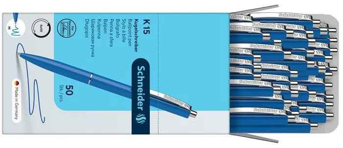Guľôčkové pero, 0,5 mm, stláčací mechanizmus, SCHNEIDER "K15", modrá 4