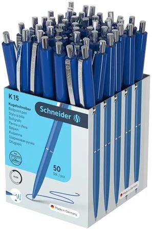 Guľôčkové pero, 0,5 mm, stláčací mechanizmus, SCHNEIDER "K15", modrá 5