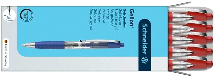 Gélové pero, 0,4 mm, stláčací mechanizmus, SCHNEIDER "Gelion +", červená 5