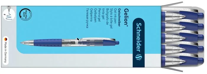 Gélové pero, 0,4 mm, stláčací mechanizmus, SCHNEIDER "Gelion +", modrá 5