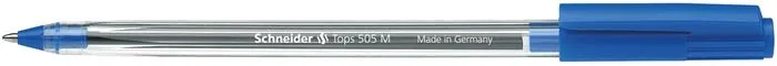 Guľôčkové pero, 0,5 mm, s vrchnákom, SCHNEIDER "Tops 505 M", modré 6