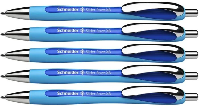 Guľôčkové pero, 0,7 mm, stláčací mechanizmus, SCHNEIDER "Slider Rave", modré 4