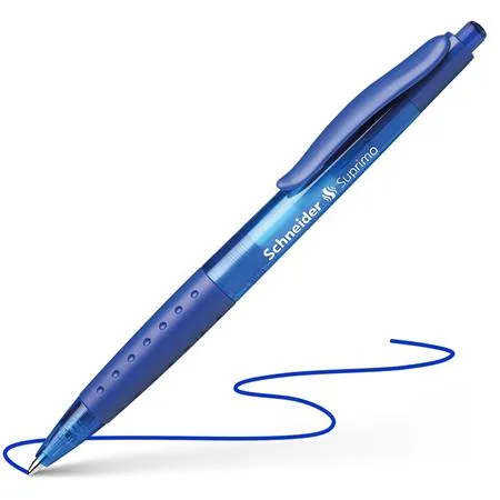 Guľôčkové pero, 0,5 mm, stláčací mechanizmus, SCHNEIDER "Suprimo", modré