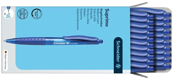 Guľôčkové pero, 0,5 mm, stláčací mechanizmus, SCHNEIDER "Suprimo", modré 5