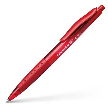 Guľôčkové pero, 0,5 mm, stláčací mechanizmus, SCHNEIDER "Suprimo", červené 3