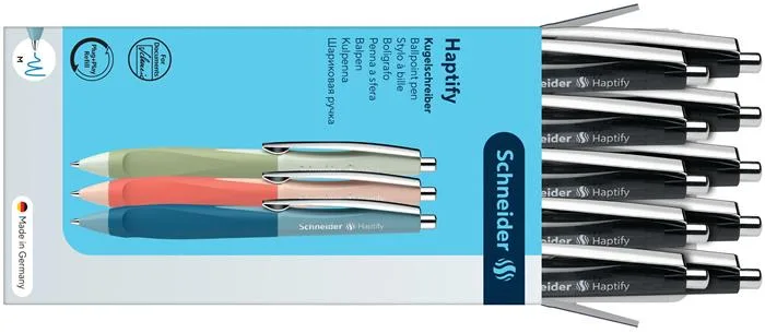Guľôčkové pero, 0,5mm, stláčací mechanizmus, SCHNEIDER "Haptify", čierne 5